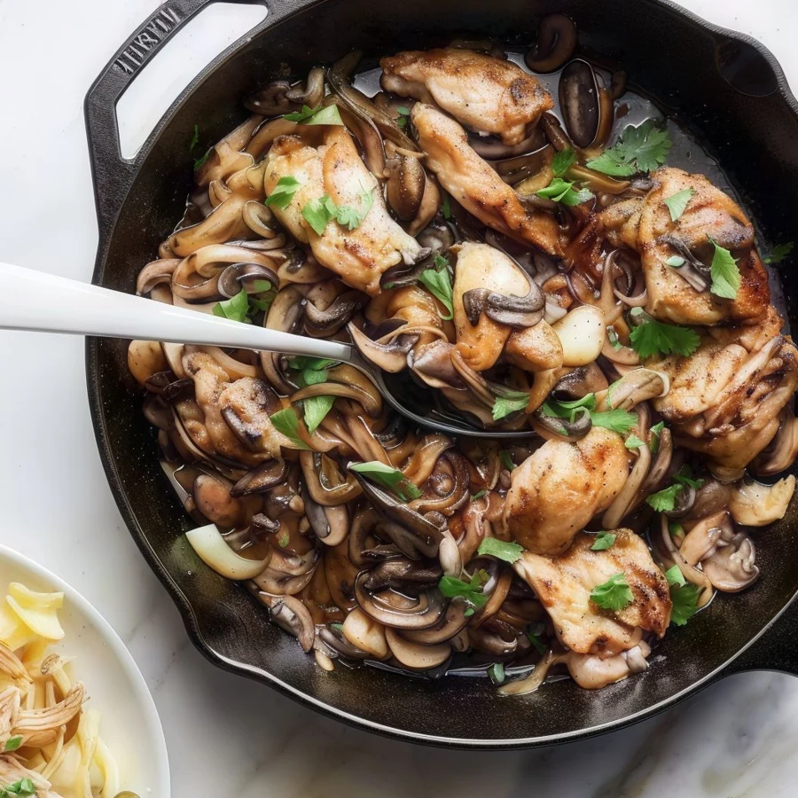 Fried Shredded Chicken with Mushrooms