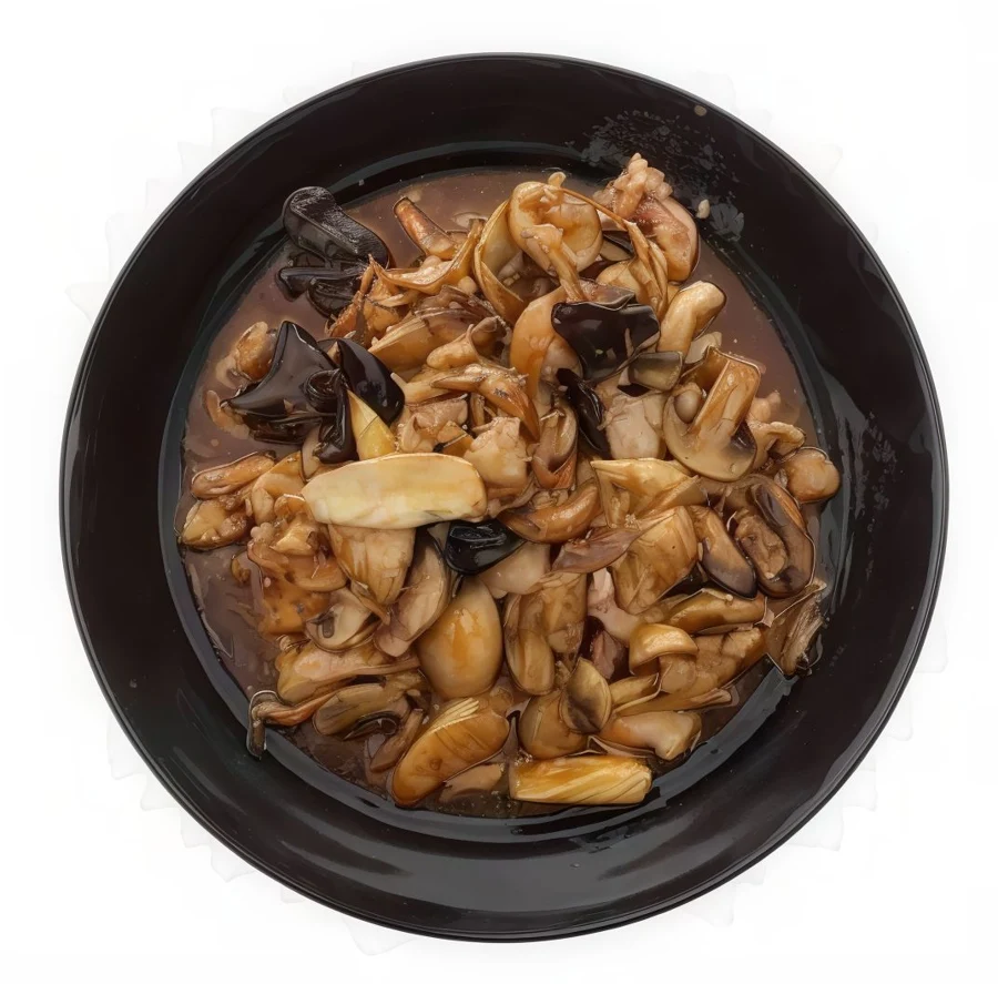 Shrimps With Bamboo Shoots And Black Mushrooms