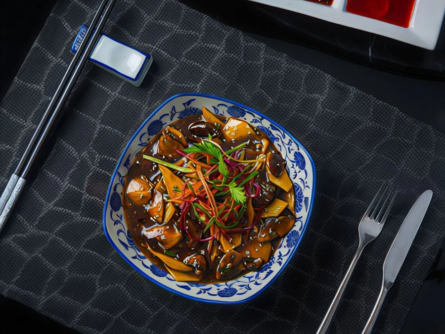 Braised Black Mushrooms and Bamboo Shoots